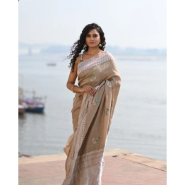 Real Tussar Georgette Banaras Handloom Saree