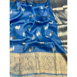 Blue Pure Kora Kadhiyal Tissue Banaras Handloom Saree