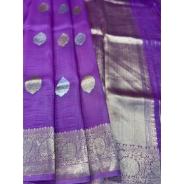 Levender Pure Kora Katan Kadhiyal Banaras Handloom Saree