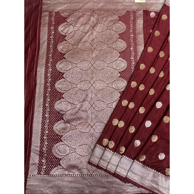 Mahroon Mashru Semi Silk Banarasi Saree