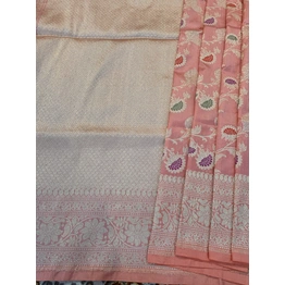 Pink Pure katan Jangla Banarasi Handloom Saree