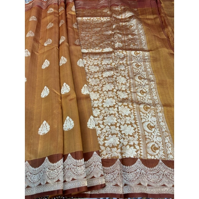 Pestel Orange Raw Mango Banarasi Handloom Saree