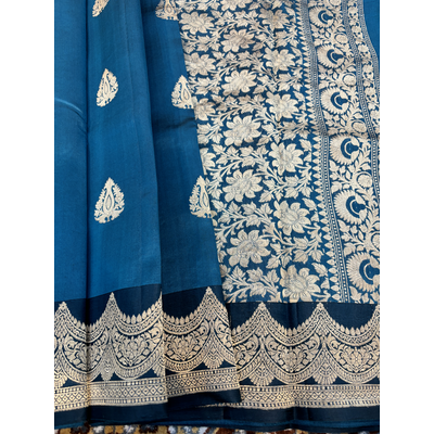 Blue Pure Raw Mango Banarasi Handloom Saree