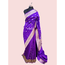 Purple Pure Raw Mango Banarasi Handloom Saree