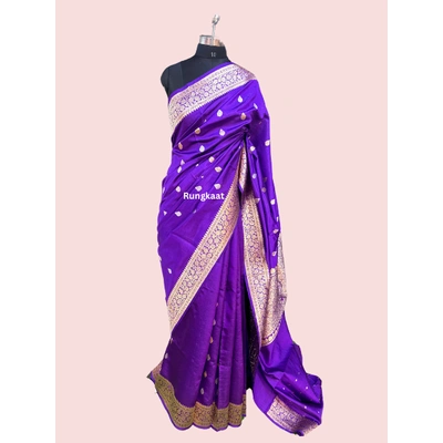 Purple Pure Raw Mango Banarasi Handloom Saree