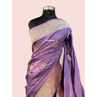 Pure Katan Belbooti Banarasi Handloom Saree