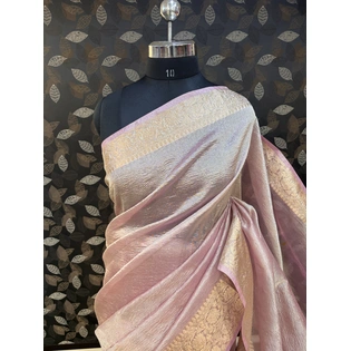 Light Pink Pure Tissue Banarasi Handloom Saree