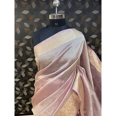 Light Pink Pure Tissue Banarasi Handloom Saree