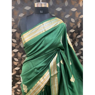 Rama Green Pure Raw Mango Banarasi Handloom Saree