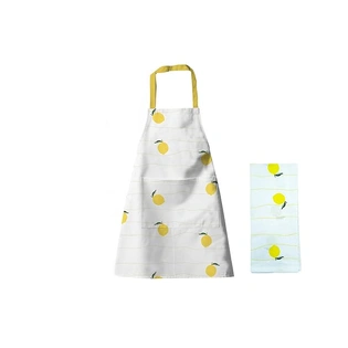 Recycled Cotton Lemon Tea Towel & Kitchen Apron Set