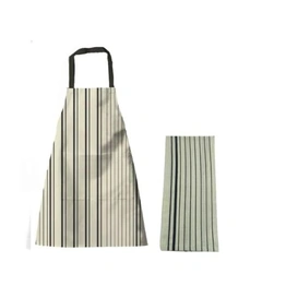 Attica Tracery Recycled Cotton Yellow blended Gray StripeTea Towel & Kitchen Apron Set