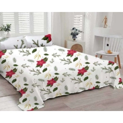 Red Flowered Digital Printed 100 % Cotton Bedsheet