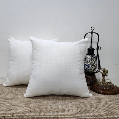 Dobby White Cushion Cover