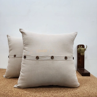 Five Wooden Button Cushion Cover Set