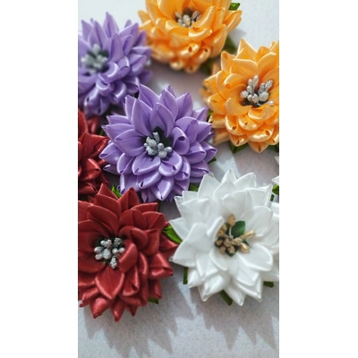 Narrow ribbon flower hair clip (Single Piece)