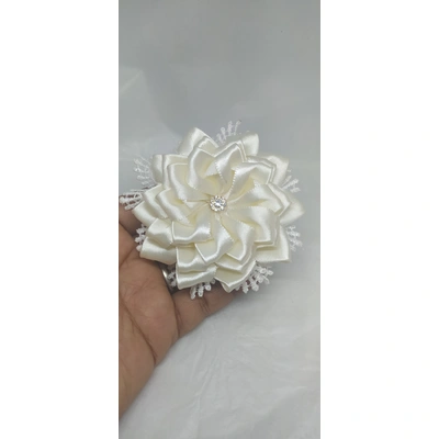 Attractive Sun Flower shaped Satin Ribbon Hair Clip (Single Piece)