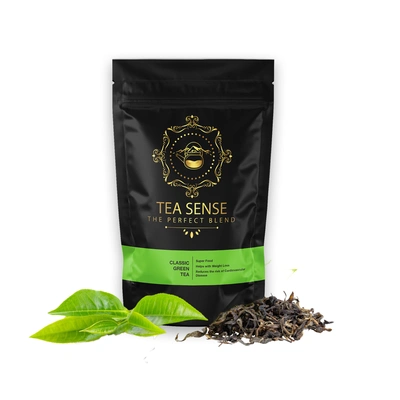 TEA SENSE Classic Green Tea | Loose Leaf | 100 g | 100% Natural Himalayan Green Tea | Rich in Antioxidants | 50+ Cups