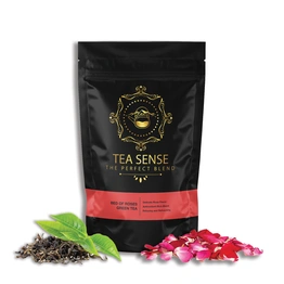 TEA SENSE Bed of Roses Green Tea | Loose Leaf | 100 g | Infused with Fragrant Rose Petals | Ideal for Relaxation and Refreshment | 50+ Cups