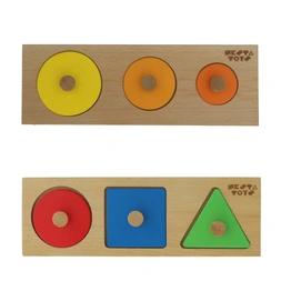 NESTA TOYS - Montessori Early Math Puzzle Combo - Shapes & Circle Seriation | Educational Shapes Puzzles for Baby