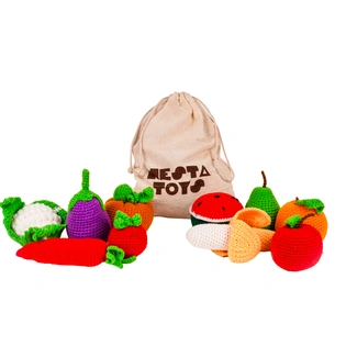 NESTA TOYS - Crochet Fruits & Vegetable Toys | Play Food for Kids (10 Pcs)