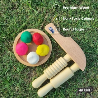 NESTA TOYS - Play Dough Kit | Rolling Pins & Knife | Pretend Play Kitchen Toys