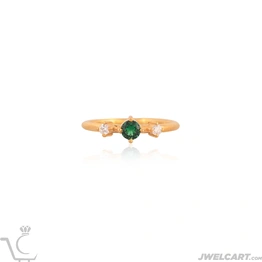 Emerald Stone 22k Gold Plated Silver Stag Ring