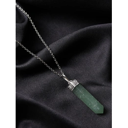 Harmony Haven: Authentic, Natural AAA Gemstone Unisex Pencil Pendant With Chain for Wellness,Balance,Positive Energy,Healing - Green Aventurine (30-35mm)