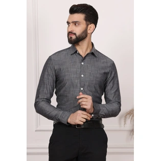 Gingham Dark Grey Cotton Shirt