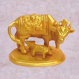 Kamdhenu cow brass