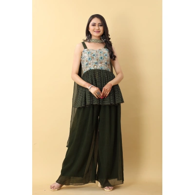 OkCloth Marvel Mehendi Sharara Top