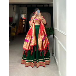 OkCloth Green Paithani lehenga