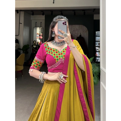 OkCloth Yellow Paithani lehenga choli