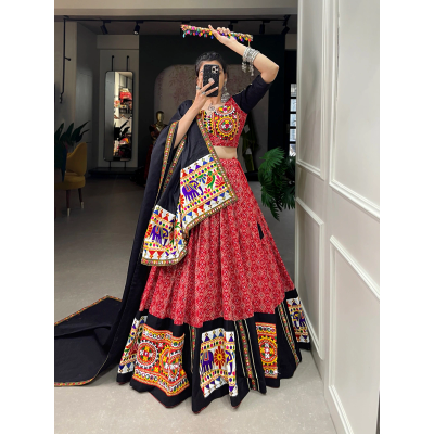 OkCloth Red Paithani lehenga choli