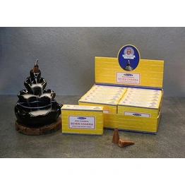 SATYA NAG CHAMPA SEVEN CHAKRA BACKFLOW CONE 50DZN FULL CARTON