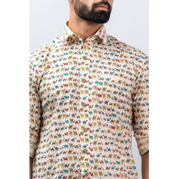 Multicolor Camel Print Cotton Shirt