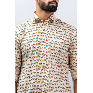 Multicolor Camel Print Cotton Shirt