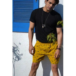 Mustard Yellow color printed cotton Boxers shorts