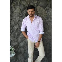 Lavender print super premium cotton shirt full sleeves