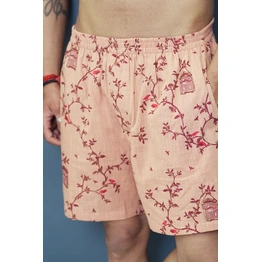 Onion color Bird Cage print cotton Boxers shorts