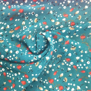 Blue Floral Pattern Weightless Fabric