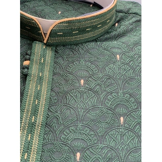 Premium Dark Green Soft Silk Mens Kurta Pajama Set | Indian, Pakistani Wedding Mens Kurta With Dupatta Fast Delivery To India