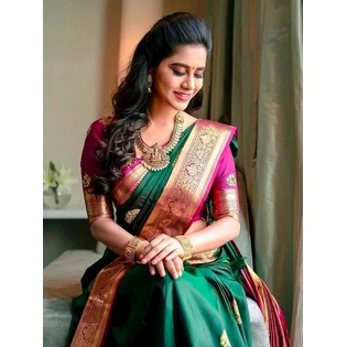 Green Banarasi Saree | Blush Blossom Pink Saree | | Kanjivaram Charm Silk Saree | Floral Fantasy Saree | Bollywood Saree