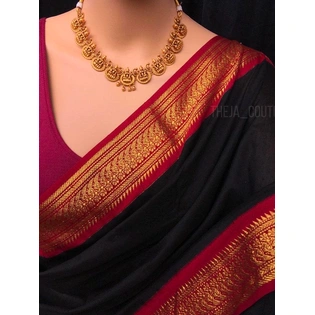 Black Silk Saree | South Indian Saree | Traditional Saree | Handloom Saree | Gift For Her | Saree With Stitched Blouse | Sarees India | Sari