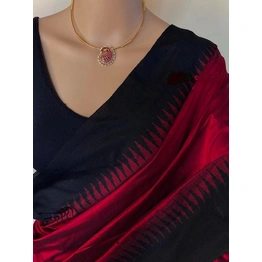 Marron Silk Saree With Reddish Hue And Temple Border | Traditional South Indian Wedding Saree | Sarees For India | Custom Tailored Blouse