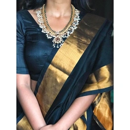 Black Bollywood Designer Banarasi Silk Saree | Saree With Stitched Blouse | South Indian Saree | Sarees India | Fall Stitching Complimentary