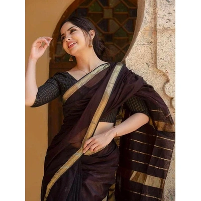 Brown Banarasi Silk Saree | Indian Wedding Saree With Stitched Blouse In India | Designer Party Wear Saree | Kanjeevaram Saree Sari