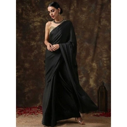 Black Saree | Party Saree | Saree With Stitched Blouse | Bollywood Saree | Red Blouse | Plain Saree Sari | Satin Silk Saree | Saree India