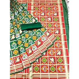 Green Patola Silk Sarees For Indian Women, Designer Wedding Saree, Free Falls And Pico Done, Saree With Stitching Blouse, Sabyasachi Saree