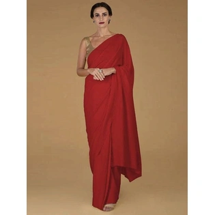 Red Satin Silk Saree | Indian Saree | Handwoven Silk Saree | Sarees India | Gift For Her | Traditional Saree | Sarees For Women | Plain Sari