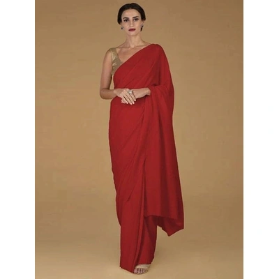 Red Satin Silk Saree | Indian Saree | Handwoven Silk Saree | Sarees India | Gift For Her | Traditional Saree | Sarees For Women | Plain Sari